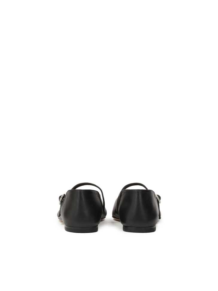 Ballerines en cuir souple noir  KS BEAU