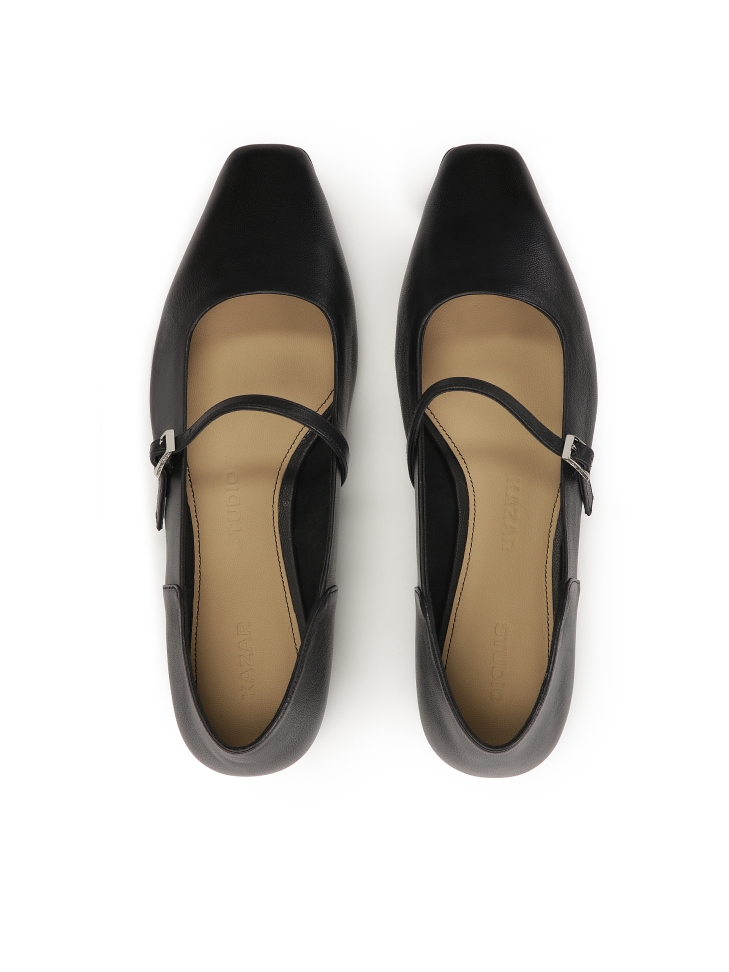 Ballerines en cuir souple noir  KS BEAU