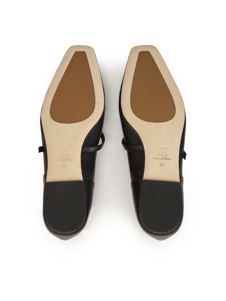 Ballerines en cuir souple noir  KS BEAU