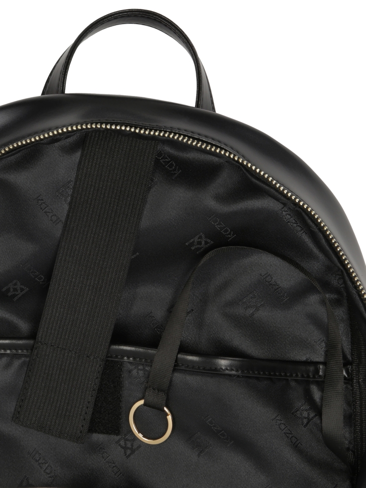 Sac à dos en cuir noir avec poche frontale OAKLYNN