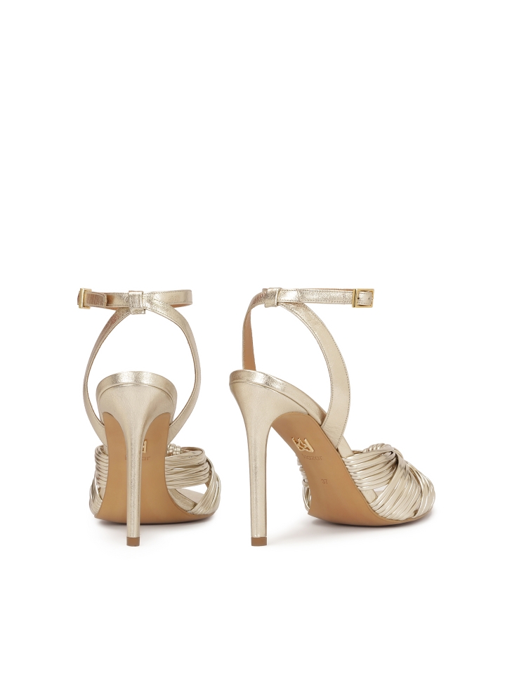 Sandales à talons en cuir doré ELLISA