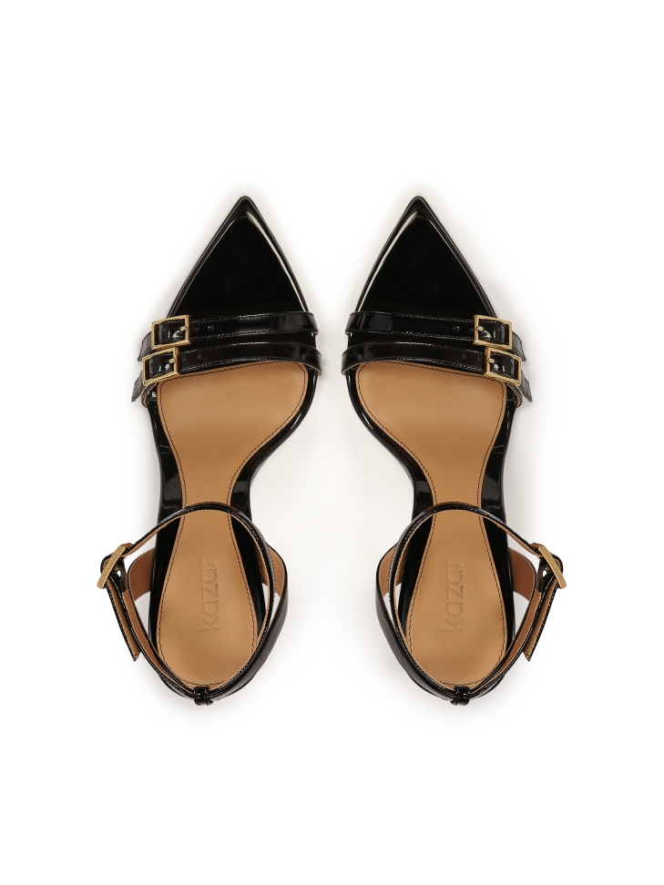 Sandales en cuir verni à lanières étroites ELLISA