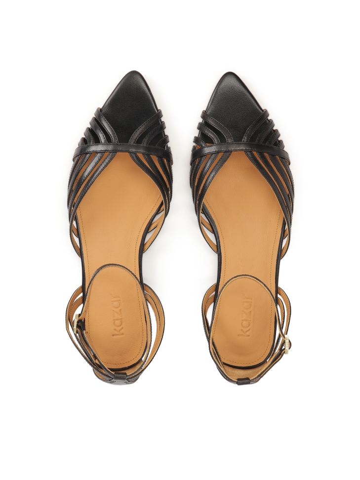 Sandales en cuir noir à tige fine CHRISTY