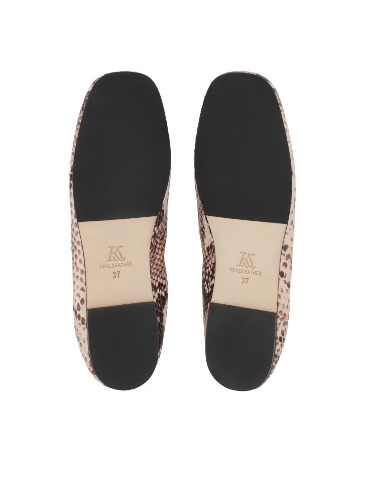 Ballerines à double lien en cuir gaufré KS AVRIL