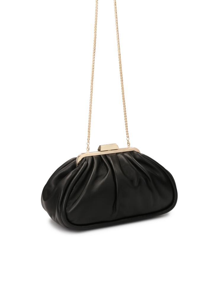 Sac à main en cuir noir avec armature métallique CATH