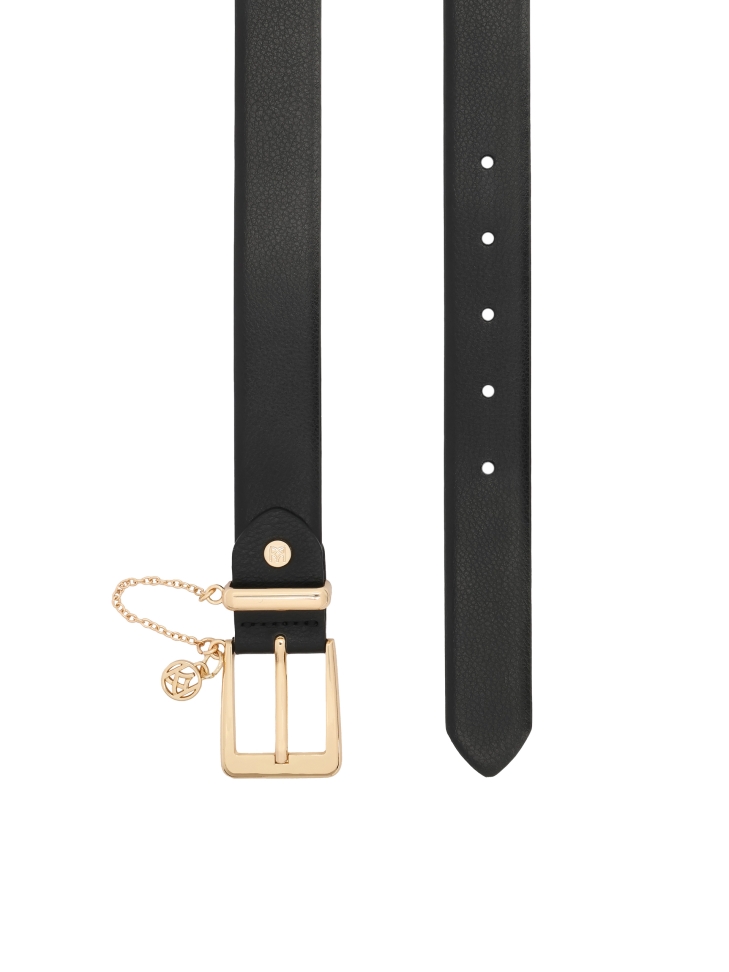 Ceinture classique en cuir noir profond LARIA