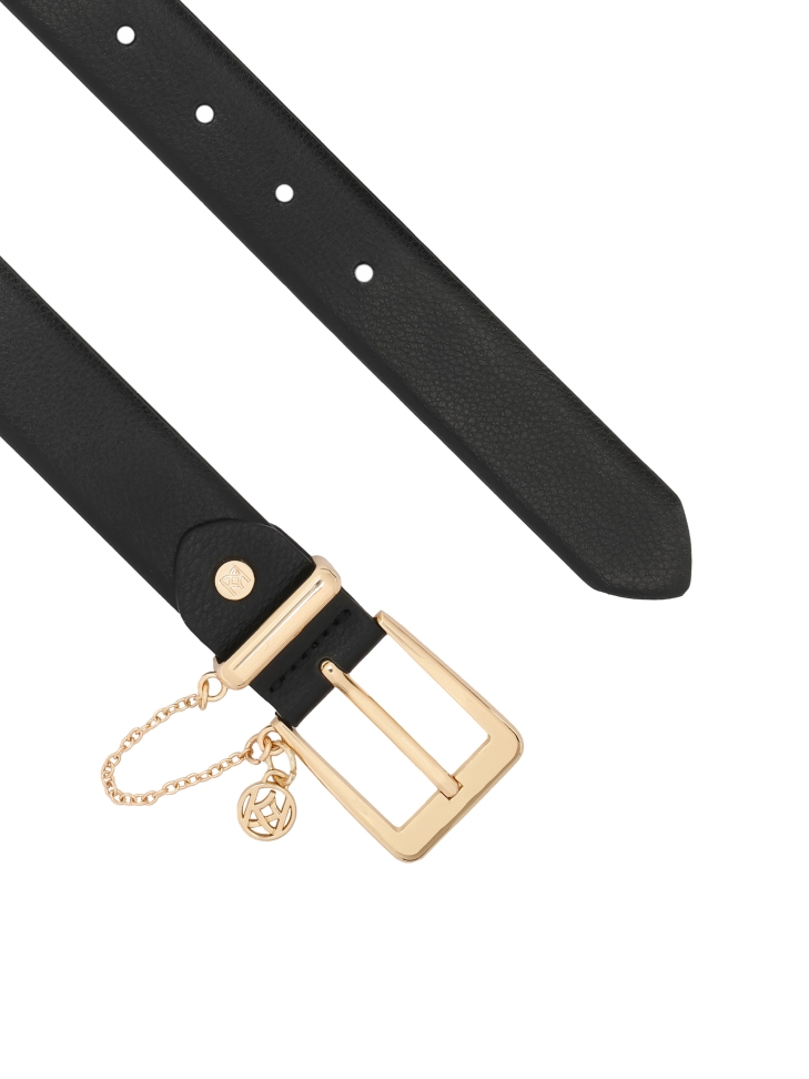 Ceinture classique en cuir noir profond LARIA