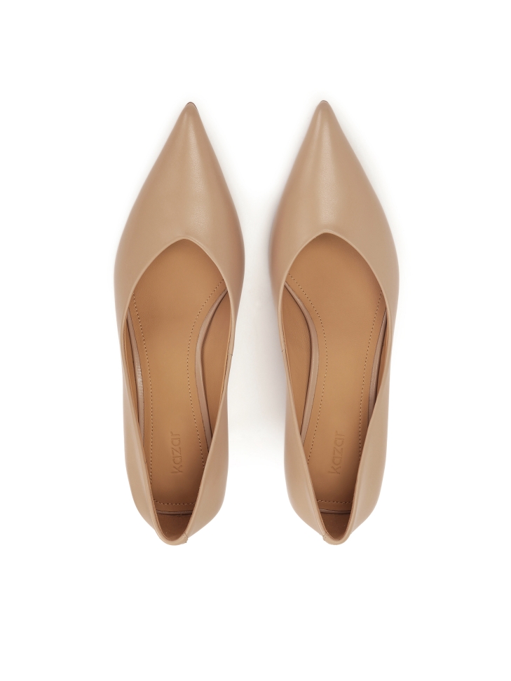 Escarpins classiques en cuir beige EVELISE