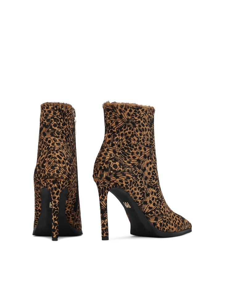 Bottes en cuir à motifs avec poils naturels MAYLIE