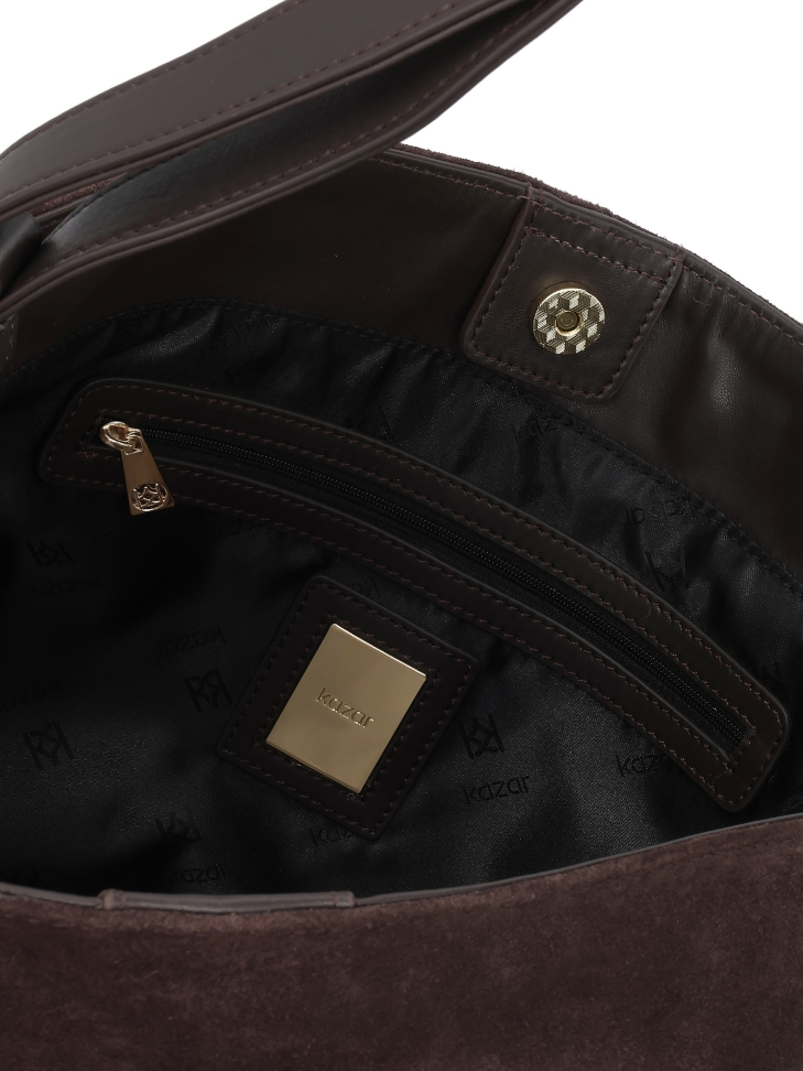 Sac à main en daim naturel marron au design minimaliste JERRIAR