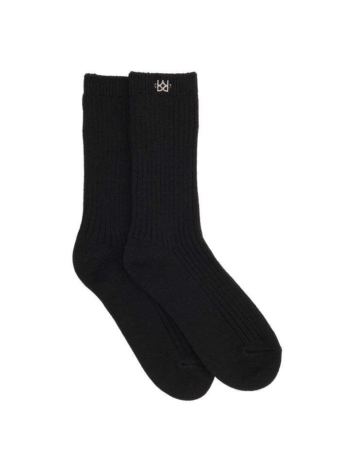 Chaussettes en bambou côtelé noir MADENA