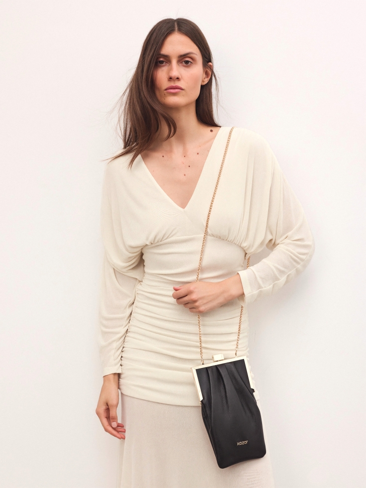 Sac à main à chaîne en cuir allongé AIMEE