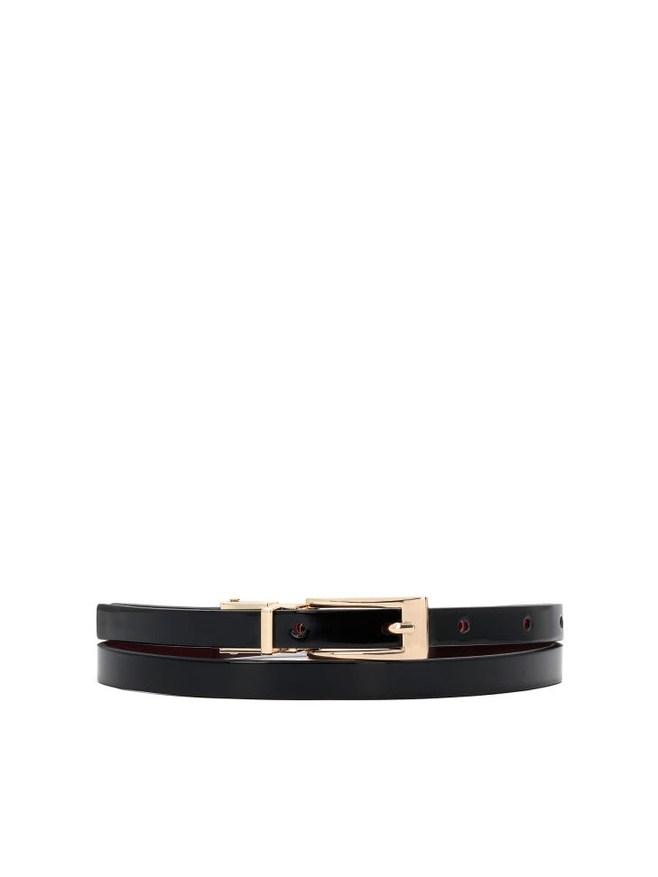 Ceinture étroite biface bordeaux et noire ELANDRA