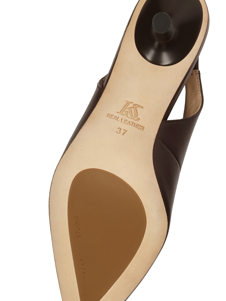 Escarpins à talon aiguille marron avec un talon ouvert  KS ELYSIE