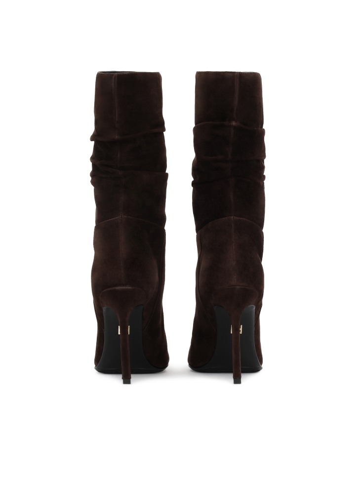 Bottes en daim marron à talon fin MARBELLA