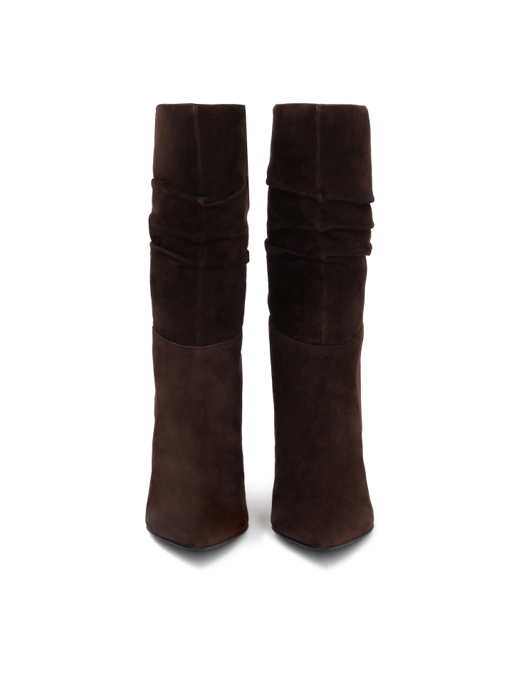 Bottes en daim marron à talon fin MARBELLA