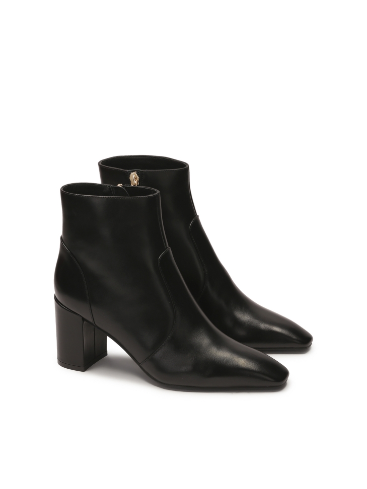Bottes en cuir noir à talon plat LIMARI
