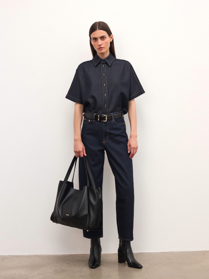 Bottes en cuir noir à talon plat LIMARI