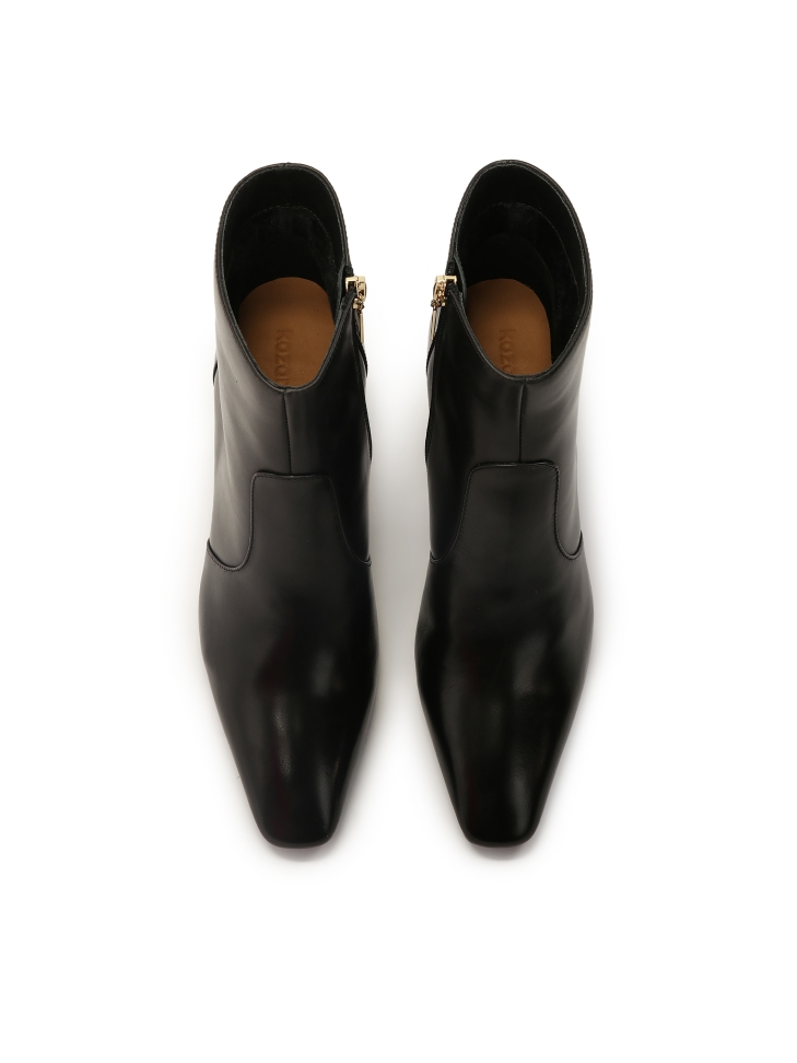 Bottes en cuir noir à talon plat LIMARI