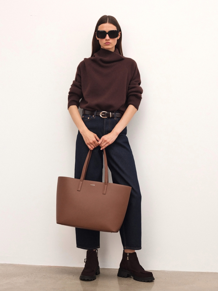 Sac à bandoulière marron minimaliste CEDRINE