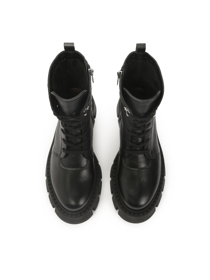 Bottes en cuir avec fermeture éclair et laçage THALIE