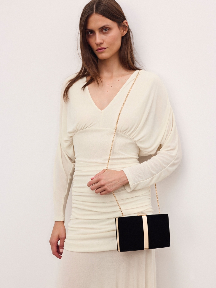 Élégante pochette en velours noir ANIYAH