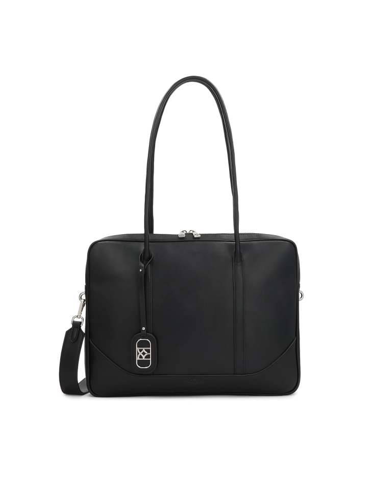 Sacoche classique pour ordinateur portable en cuir noir VELMIRA
