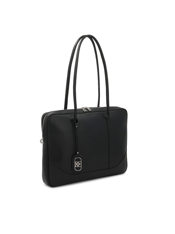Sacoche classique pour ordinateur portable en cuir noir VELMIRA