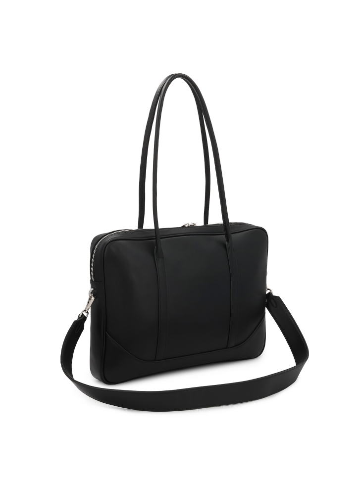 Sacoche classique pour ordinateur portable en cuir noir VELMIRA