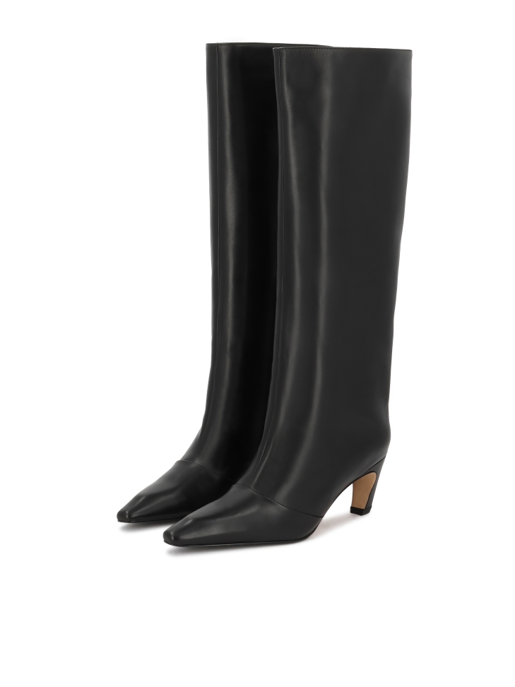 Bottes en cuir naturel noir avec tige à enfiler KS NORELI