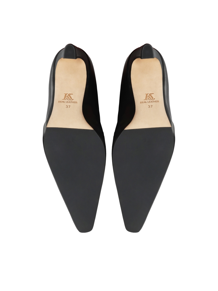 Bottes en cuir naturel noir avec tige à enfiler KS NORELI