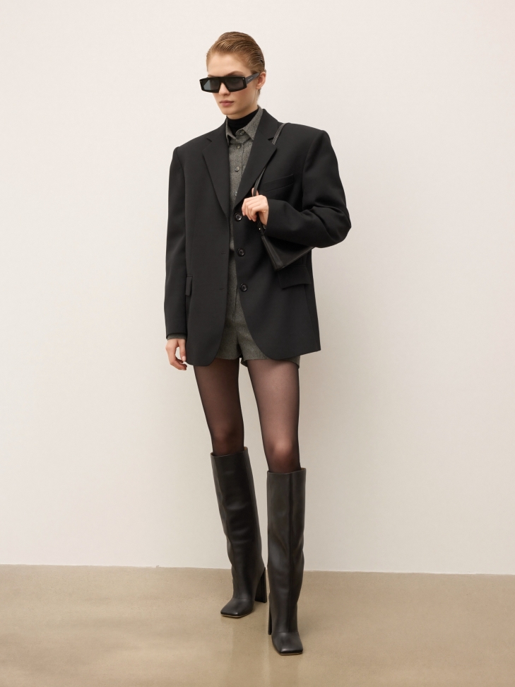 Sac à main noir allongé avec bandoulière KS LINDE