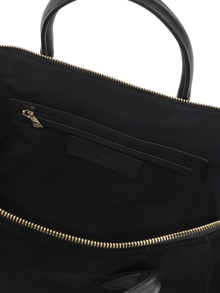 Sac à main en daim noir avec poignées et bandoulière AVIELLE