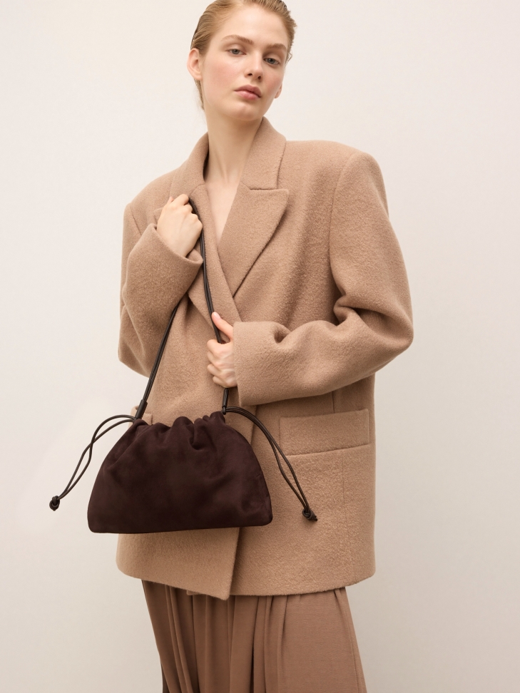 Sac en daim souple marron foncé KS LIVIEN