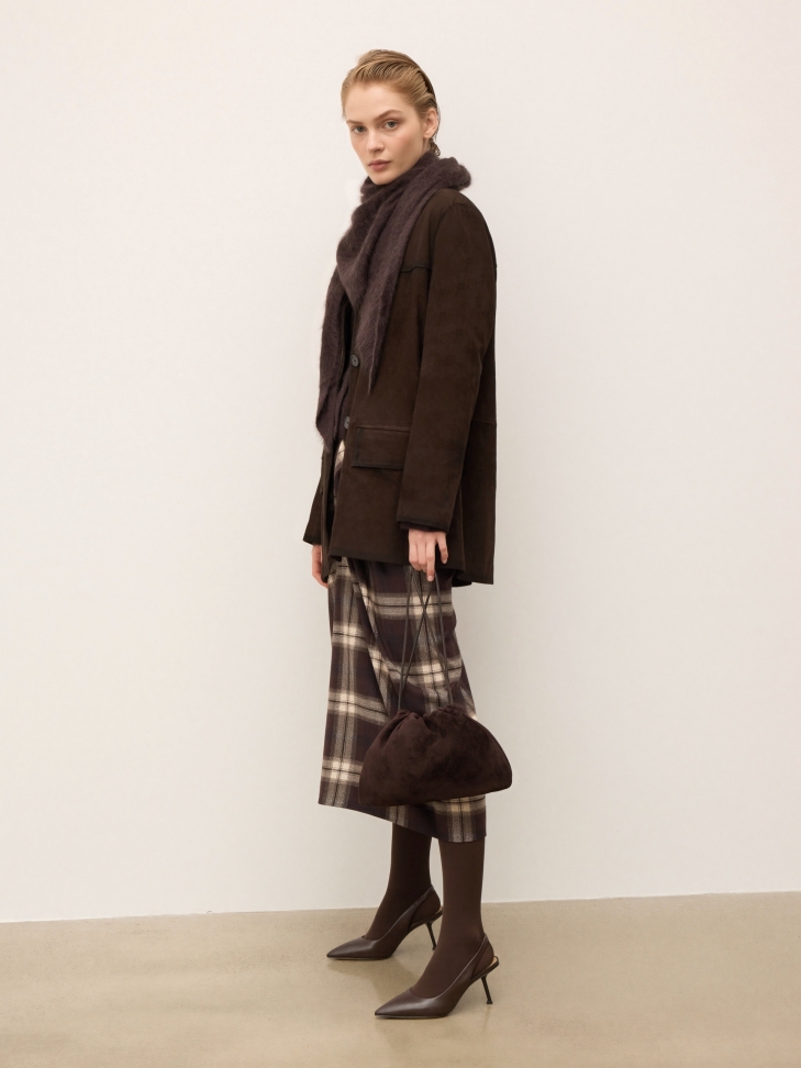 Sac en daim souple marron foncé KS LIVIEN