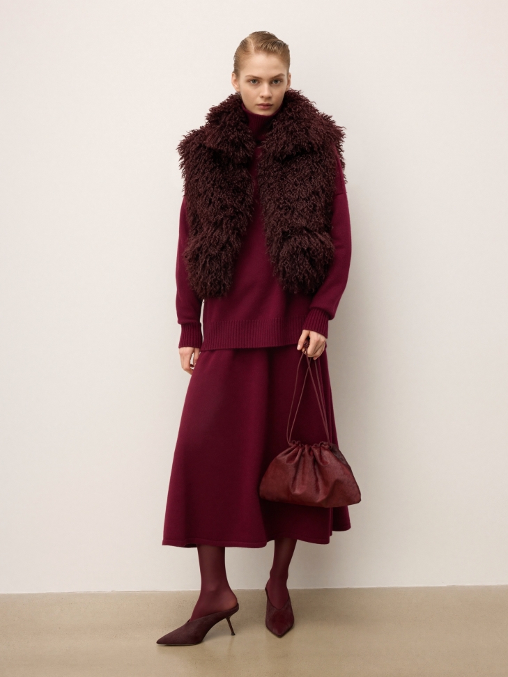 Sac en cuir marron avec poils naturels KS LIVIEN