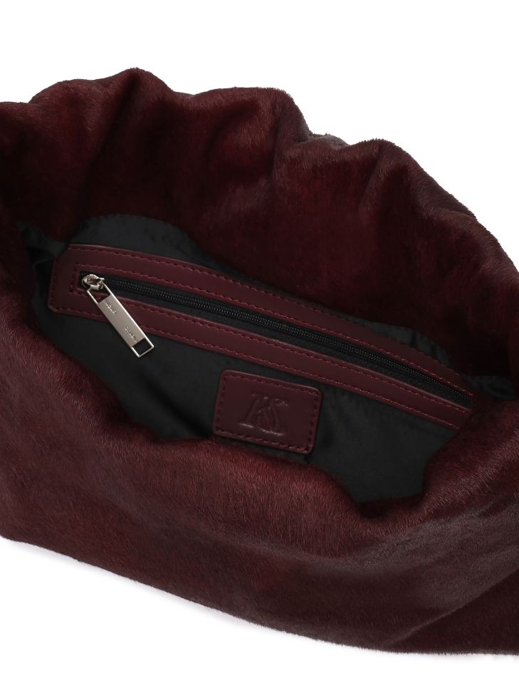 Sac en cuir marron avec poils naturels KS LIVIEN