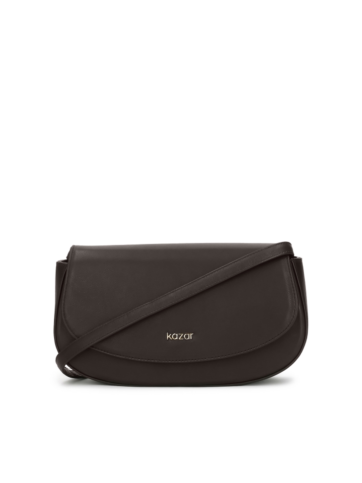 Sac à main rigide marron avec bandoulière NALYA