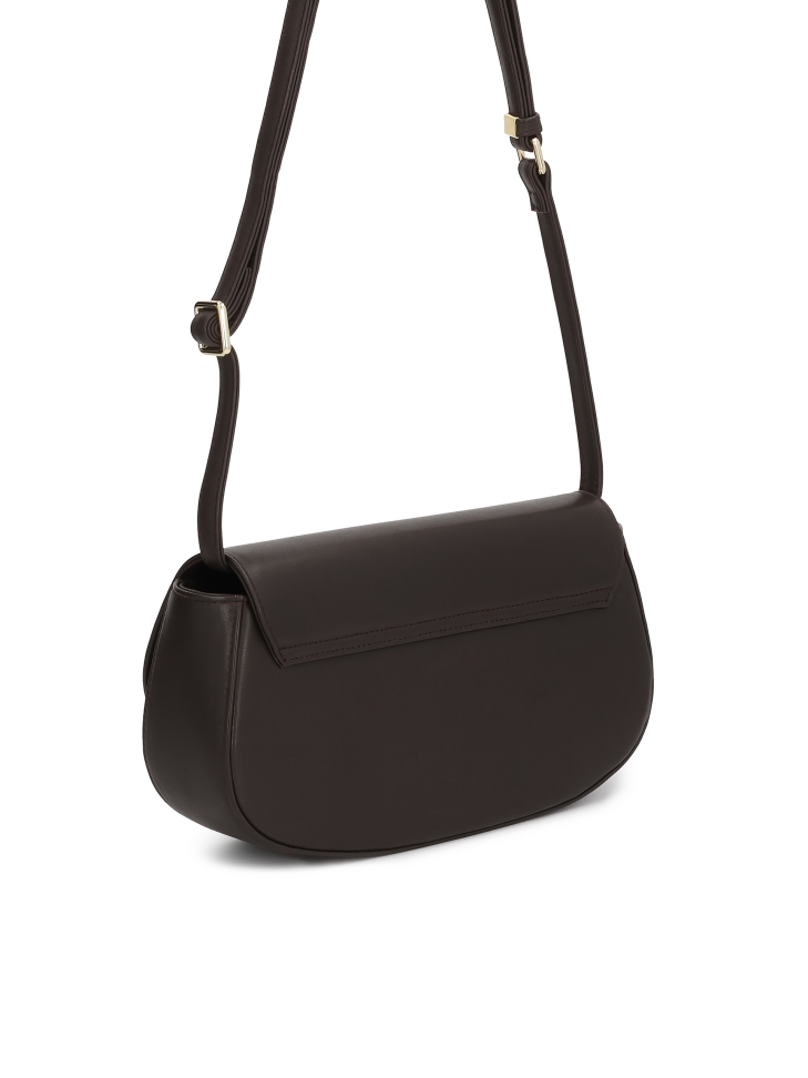 Sac à main rigide marron avec bandoulière NALYA