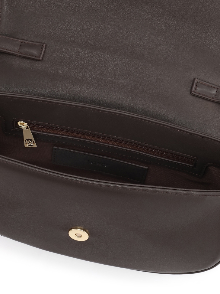 Sac à main rigide marron avec bandoulière NALYA