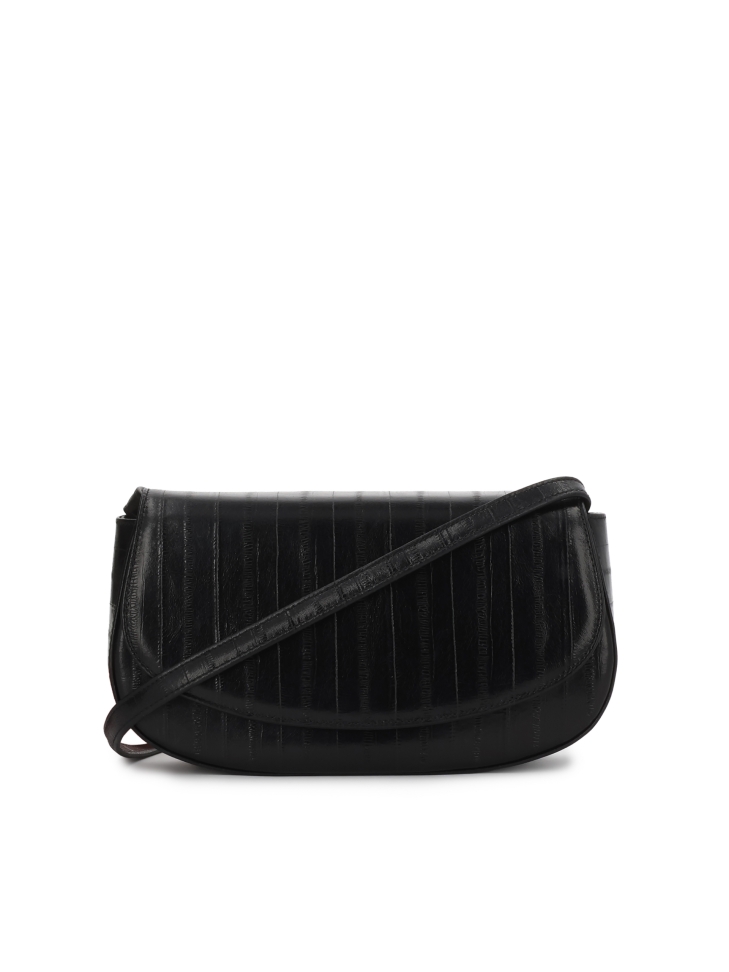 Sac à main rigide noir avec un motif unique NALYA