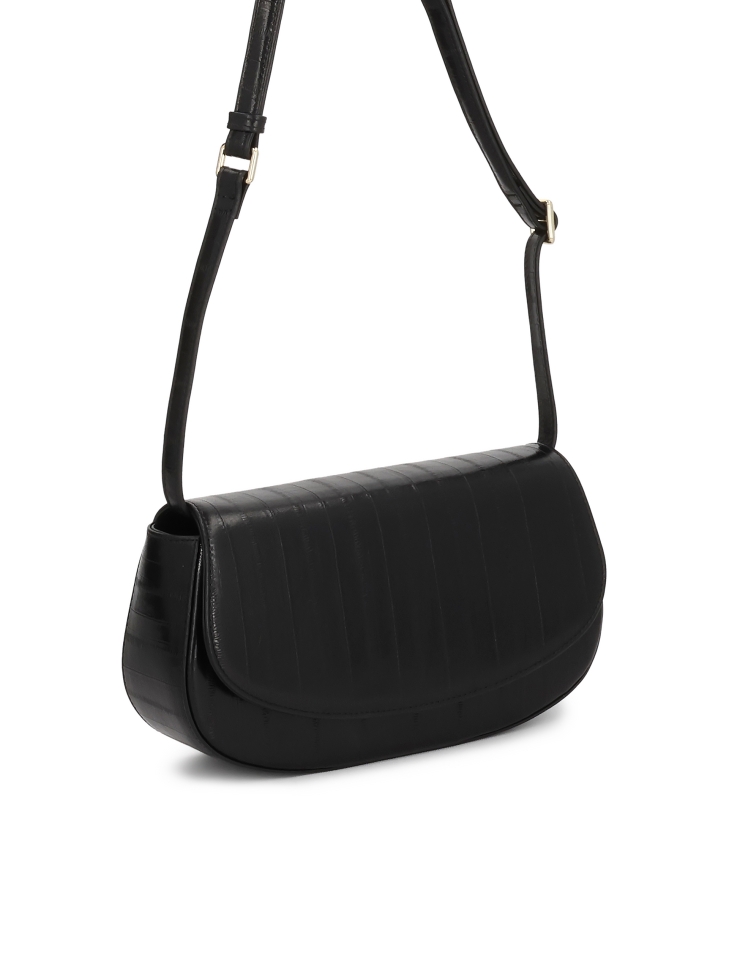 Sac à main rigide noir avec un motif unique NALYA