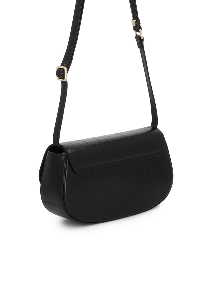 Sac à main rigide noir avec un motif unique NALYA