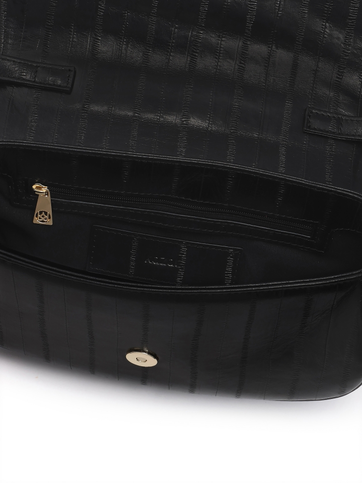 Sac à main rigide noir avec un motif unique NALYA